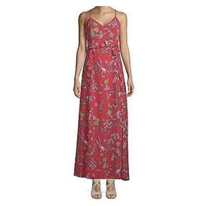 Nanette Lenore Red Floral Maxi Dress Women 8 Paradise Dreaming Hummingbird Lined